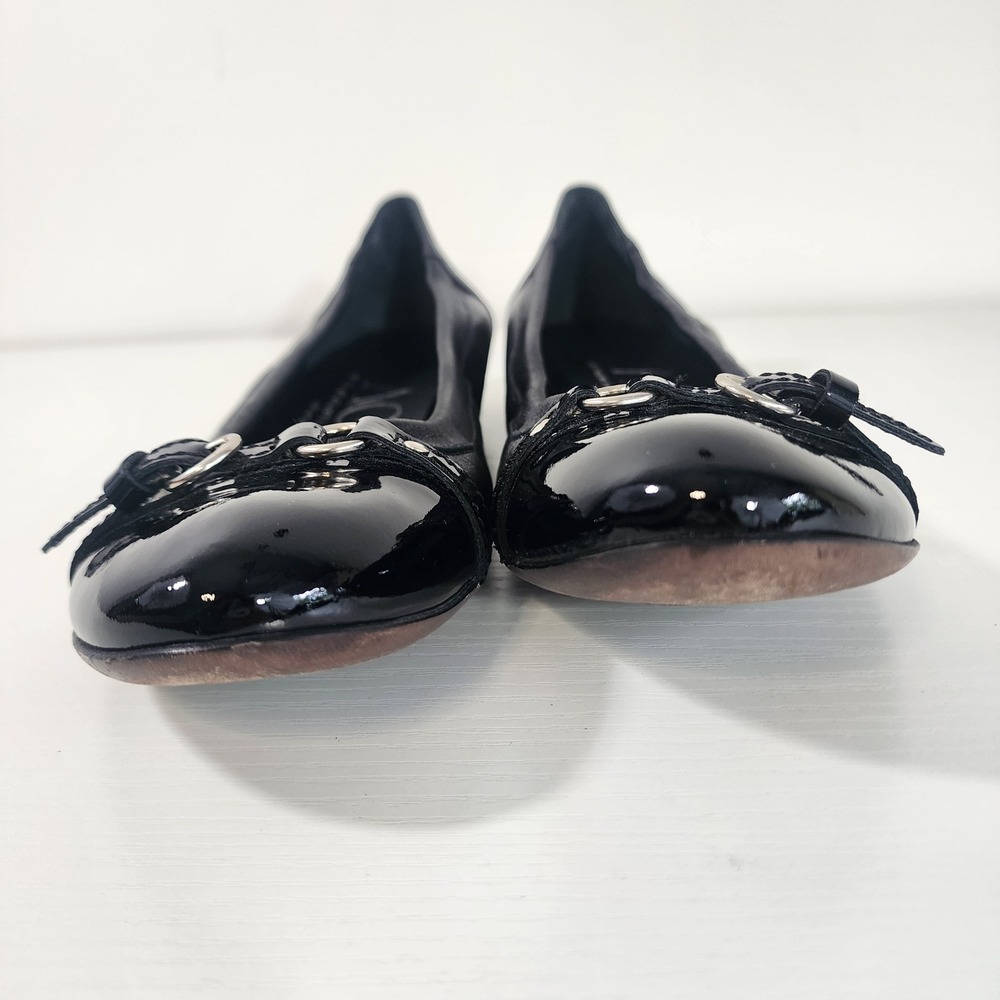 AGL Attilio Giusti Leombruni Ballet Flats Black Leather Patent Cap Toe Buckle 41 - Picture 4 of 12
